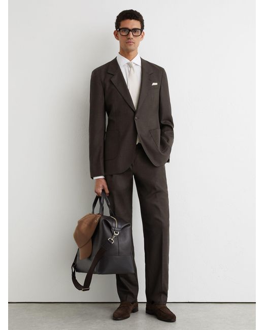 Reiss Gray Wool Single-Breasted Classic-Fit Suit Jacket for men