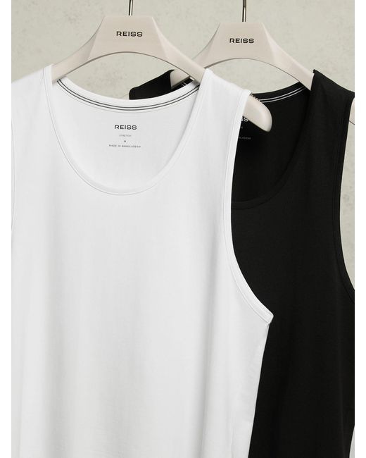 Reiss Black Cotton Loungewear Vests for men
