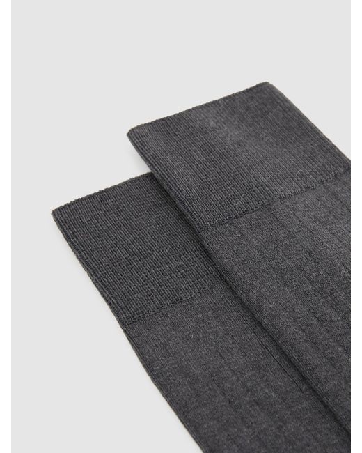 Reiss Black Fela - Charcoal Ribbed Socks, M/l for men