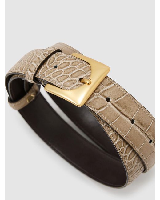 Reiss Multicolor Belinda - Stone Croc-effect Leather Square-buckle Belt, Xs (us 2)