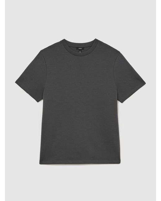 Reiss Gray Sueded Interlock Jersey Modern-Fit T-Shirt for men