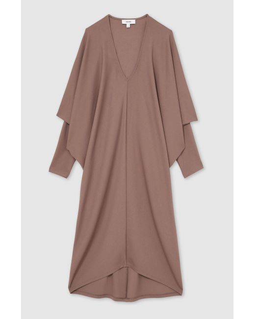 Reiss Multicolor Gracie - Mink Draped Jersey Midi Dress, S