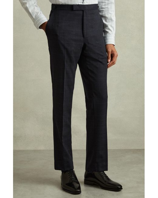 Reiss Blue Grace Trousers Wool Plain for men