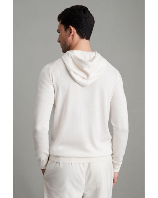 Reiss Gray Merino Wool Drawstring Hoodie for men