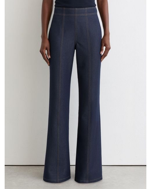 Reiss Blue Flared-Leg Denim-Look Trousers