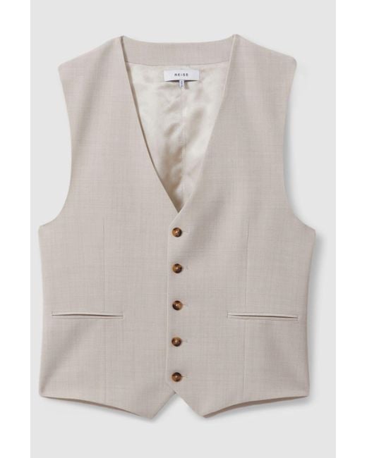Reiss Brown W - Stone Belmont Slim Fit Single Breastedaistcoat for men