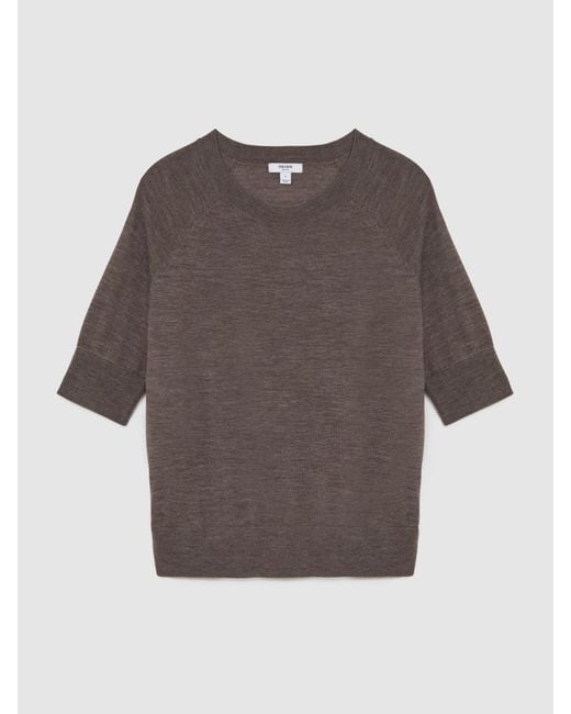 Reiss White Merino Wool Mock-Neck T-Shirt