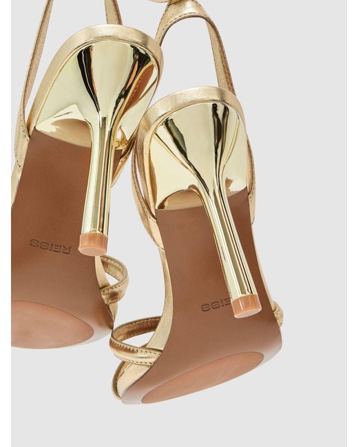 Reiss Black Leather Link-Strap Stiletto Sandals