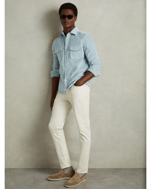 Reiss Blue Cotton-Blend Corduroy Overshirt for men