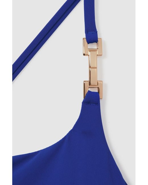 Reiss Olive - Cobalt Blue Asymmetric Cross-back Swimsuit