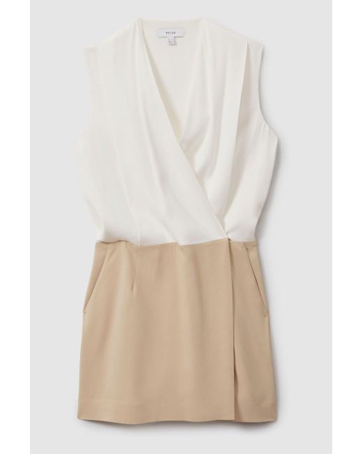 Reiss Green Vie - Nude/ivory Wrap-front Shift Dress