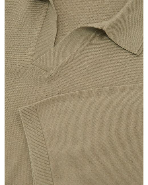 Reiss Natural Merino Wool Open-Collar Polo Shirt for men