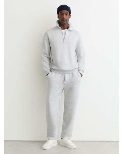 Reiss White Kurwin - Grey Melange Cotton-blend Heavyweight Zip Sweatshirt, M for men