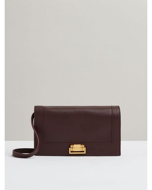Reiss Brown Sariah - Oxblood Leather Suede Shoulder Bag, One