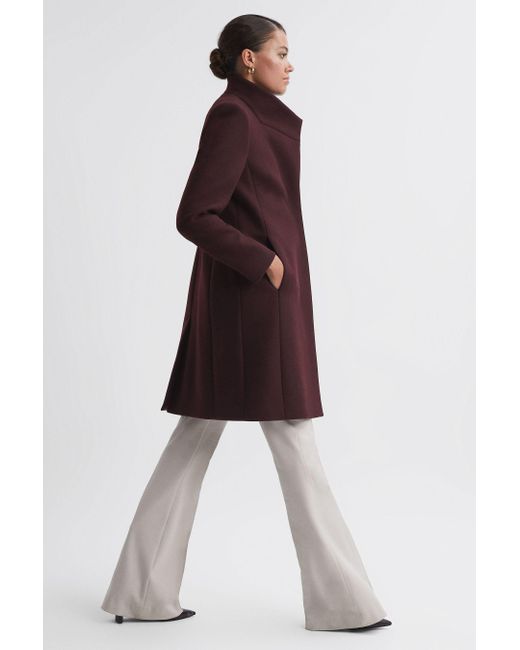 Reiss Purple Mia - Berry Wool Blend Mid-length Coat