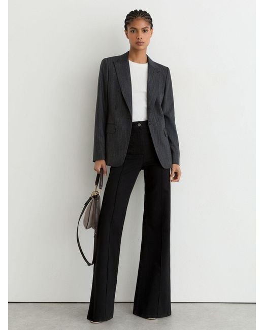 Reiss Black Petite Patch-Pocket Flared Jeans