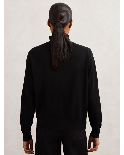 Reiss Black Wool Roll-Neck Jumper