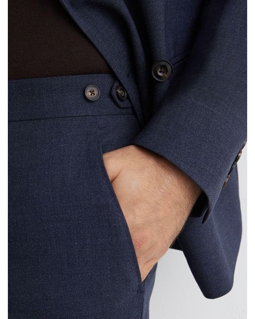 Reiss Side - Airforce Blue Fibre Side Adjuster Tailored Fit Virgin Wool Textured Tailored-fit Trousers, 28w X 31l (uk 28 R) for men