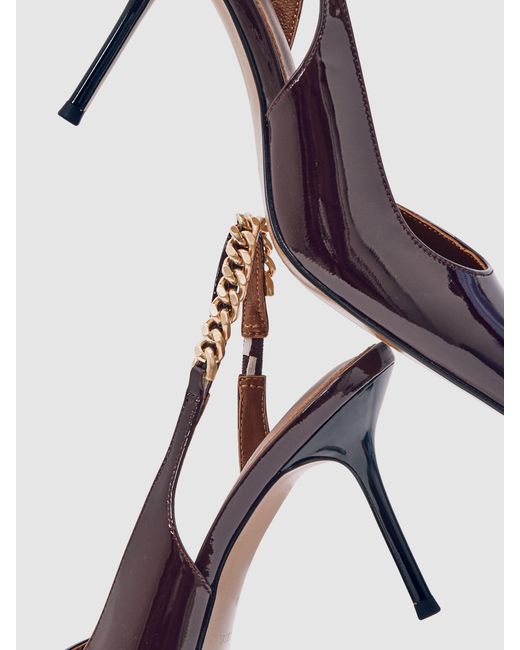Reiss Red Patent-Leather Chain-Slingback Heels