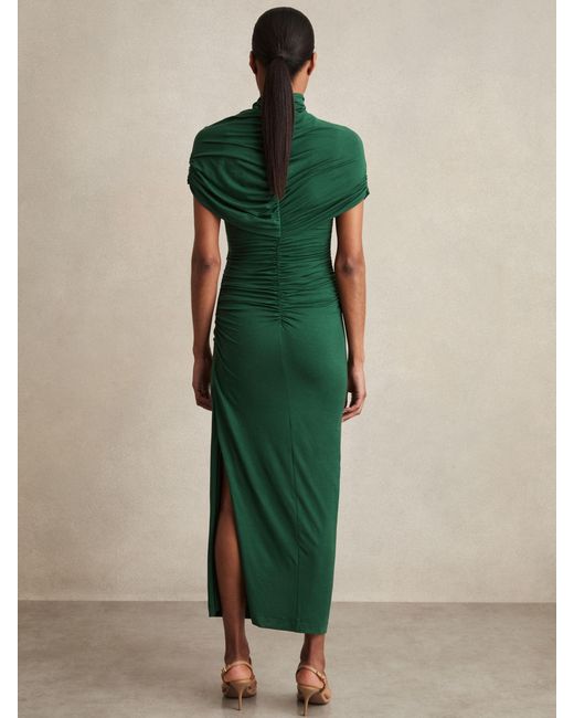 river tam green dress Ruched Midi Dress