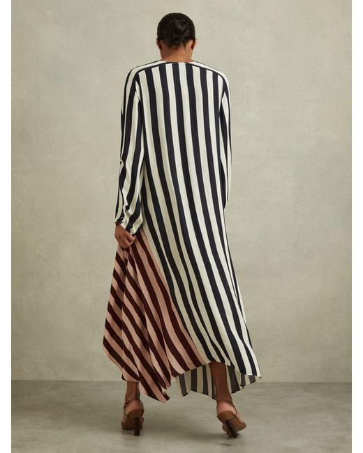 【海外限定】REISSワンピース☆Eloise Stripe Dress, Navy/Brown REISS Eloise Stripe-Print Wrap Dress | endource