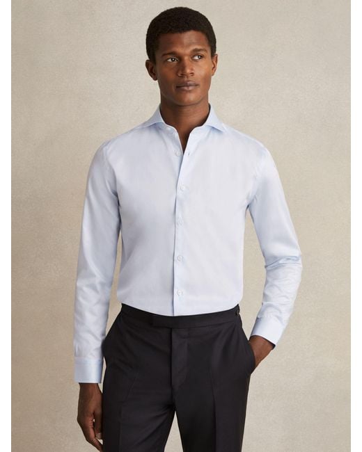 Reiss White Storm - Soft Blue Regular Fit Cotton-twill Two-fold Shirt, S for men