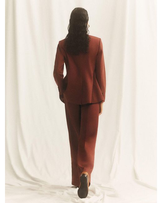 Reiss Brown Wool-Blend Wide-Leg Suit Trousers