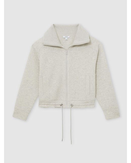 Reiss Natural Premium Interlock Zip-Front Sweatshirt
