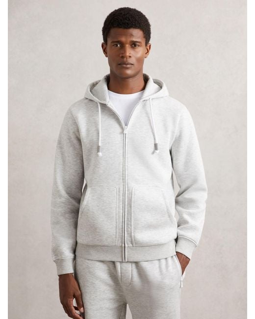 Reiss Natural Cotton-Blend Zip-Through Hoodie for men