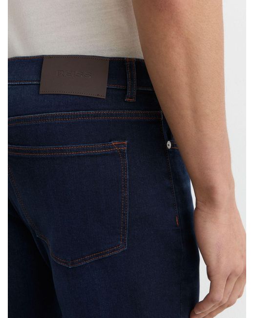 Reiss Blue Bleaker - Washed Dark Indigo Skinny-fit Jeans, 36 for men