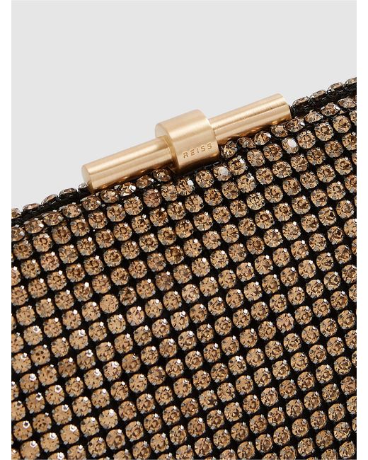 Reiss Brown Embellished Clutch Bag