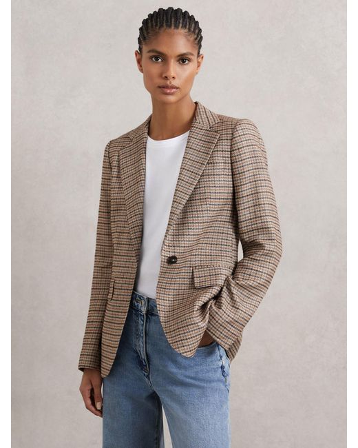 Reiss Natural Single-Breasted Suit Blazer With Linen