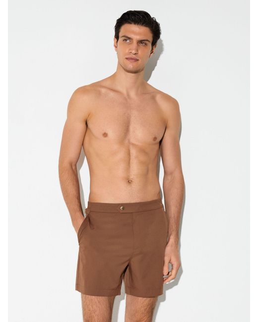 Reiss Black Sun - Mahogany Brown Side-adjuster Swim Shorts, Xxl for men