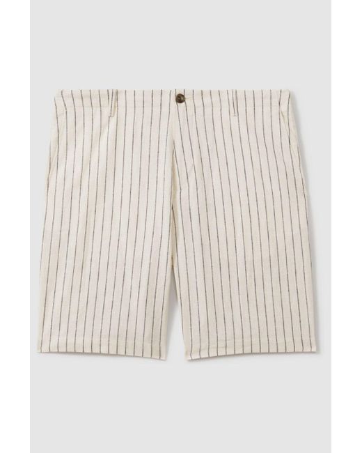 Reiss Gray Stripe - Ecru Ezra Cotton Blendd Shorts for men
