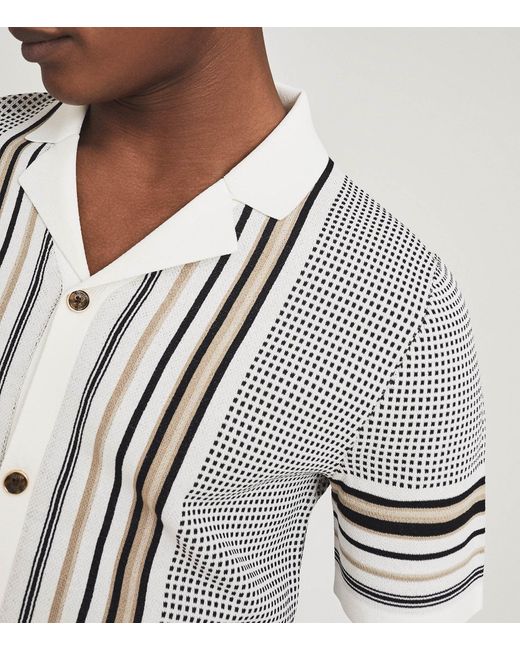 Knitted Cuban Collar Shirt in White for 