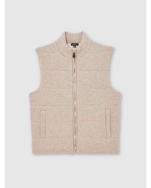 Reiss Natural Rib-Knit Zip-Through Gilet for men