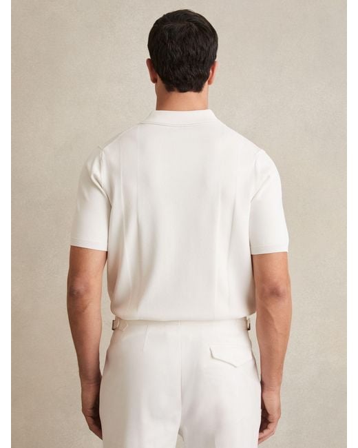 Reiss Blue Colour-Block Knit Polo Shirt for men