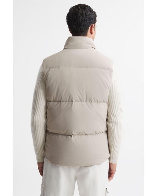 Reiss Westbrook - Stone Quilted Funnel Neck Gilet for Men | Lyst UK