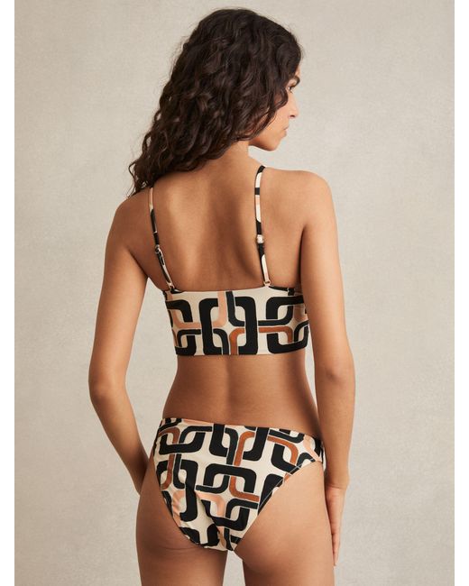 Reiss Natural Heidi - Brown/cream Chain Print Bikini Bottoms, Us 10