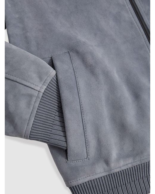 Reiss Gray Zip-Through Bomber Jacket for men