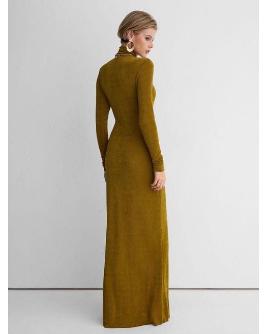 ATELIER Metallic Necklace-Detail Jersey Maxi Dress