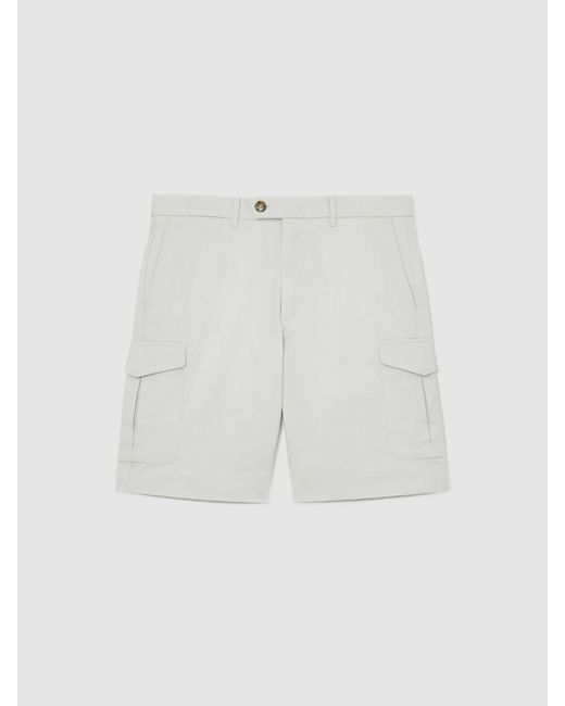 Reiss White Wicket Cotton Chino Shorts With Stretch for men