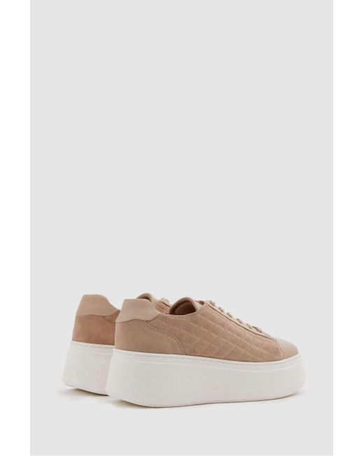 Reiss Pink Cassidy - Blush Leather Suede Lattice Trainers, Uk 4 Eu 37
