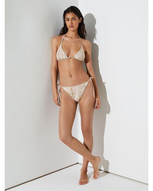 Reiss Brown Snake-Print Triangle Bikini Top