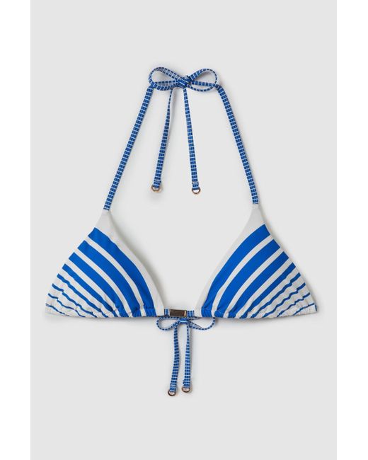 Reiss Multicolor Tilly - Blue Stripe Striped Halterneck Bikini Top