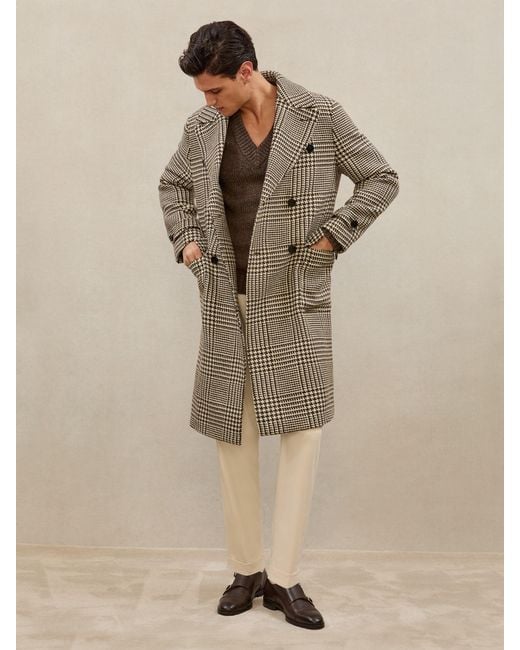 Reiss Natural Atelier Wool Check Overcoat for men