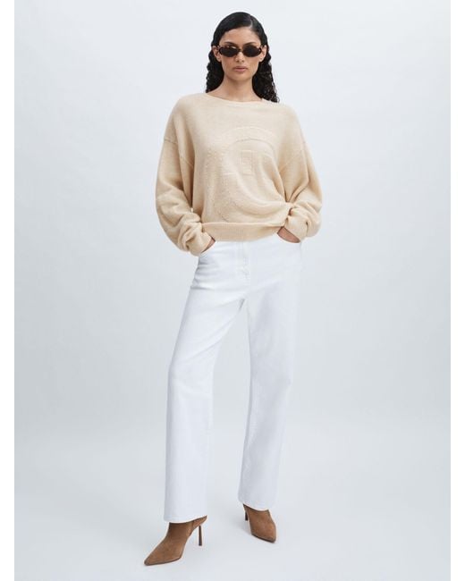 Crush White Smiley Crew Jumper Cashmere Smiley Stitch