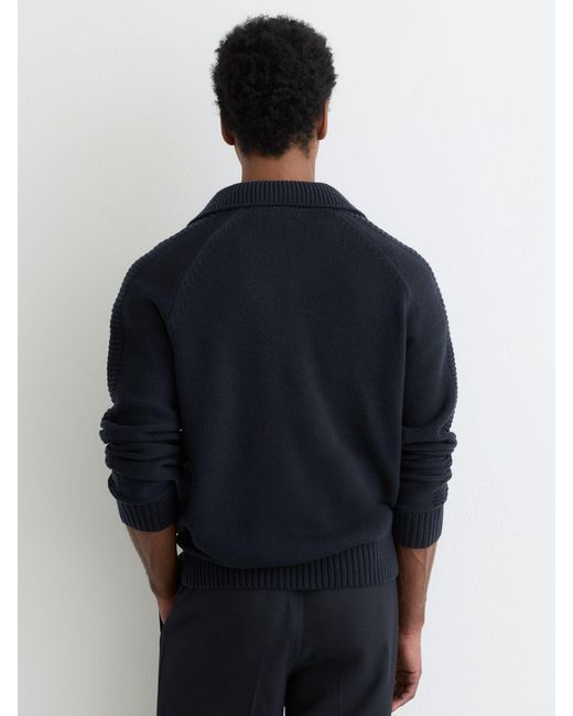 Reiss Blue Wool-Blend Open-Collar Jumper for men