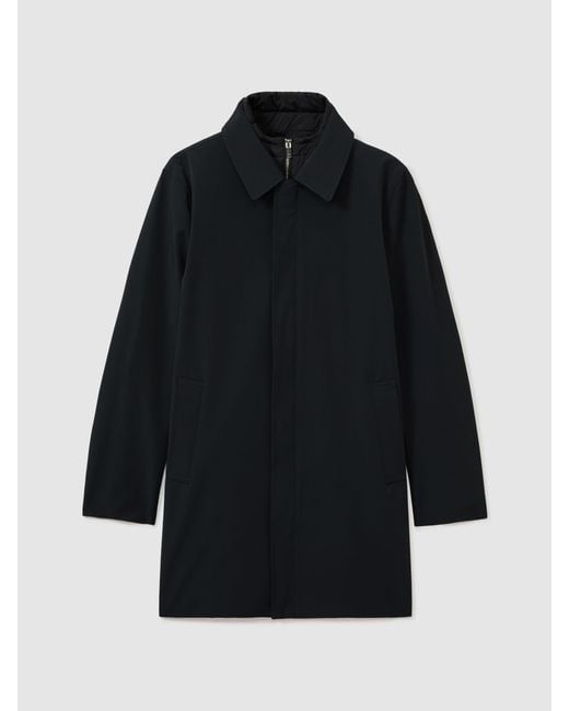 Reiss Blue Logan - Navy Hybrid Removable Funnel Neck Overcoat, S for men