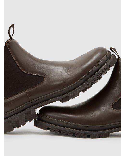 Reiss Brown Leather Chelsea Boots for men